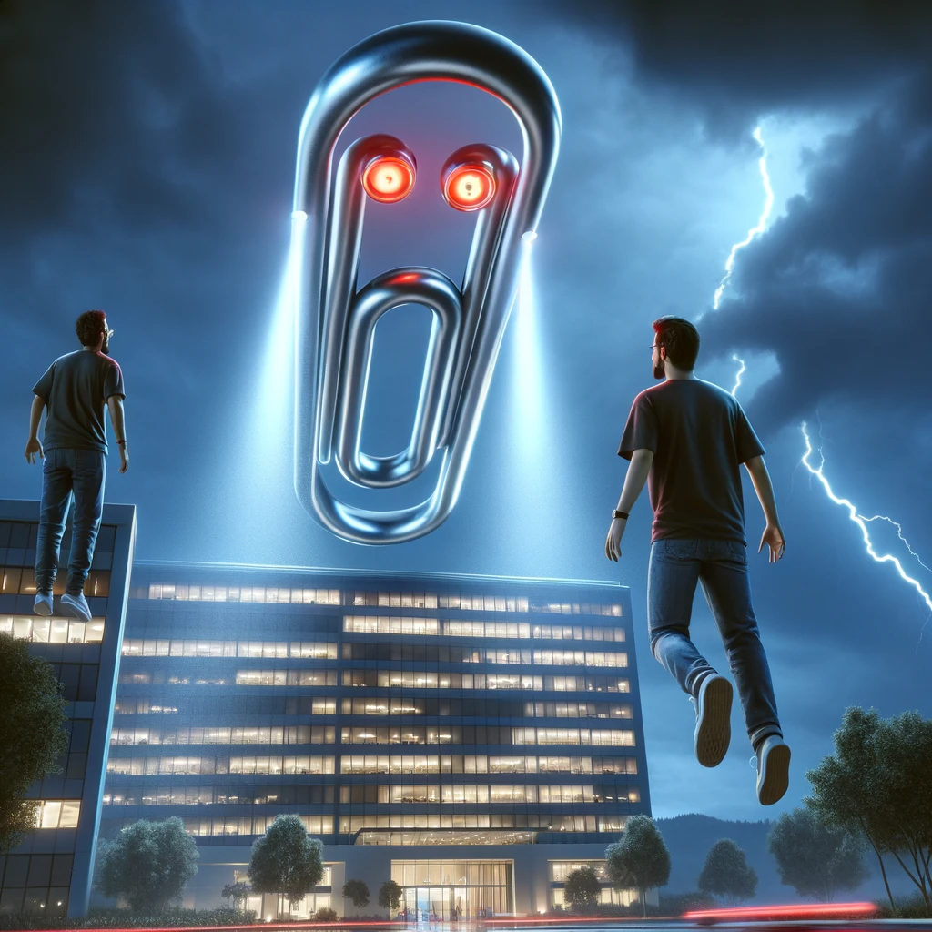 Flashes Reported Over Redmond, WA as Microsoft Clippy Absorbs Sam Altman and Greg Brockman